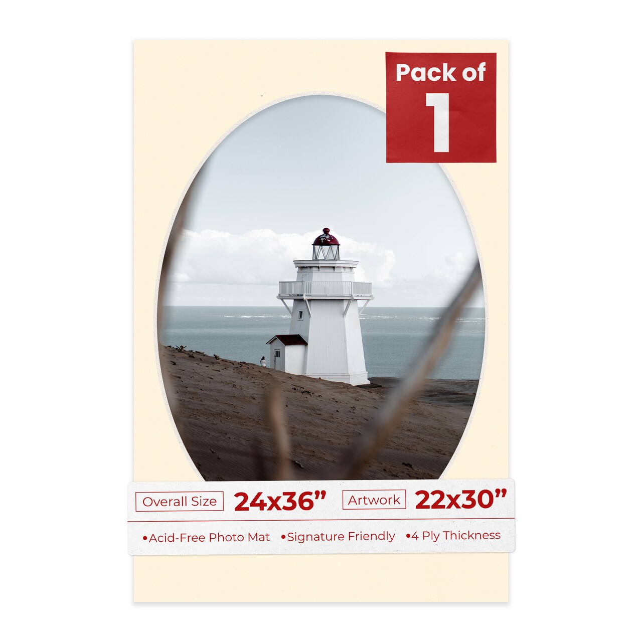 Bamboo Beige Mat Board for 24x36 Frames - Oval Opening for 22x30 Photos